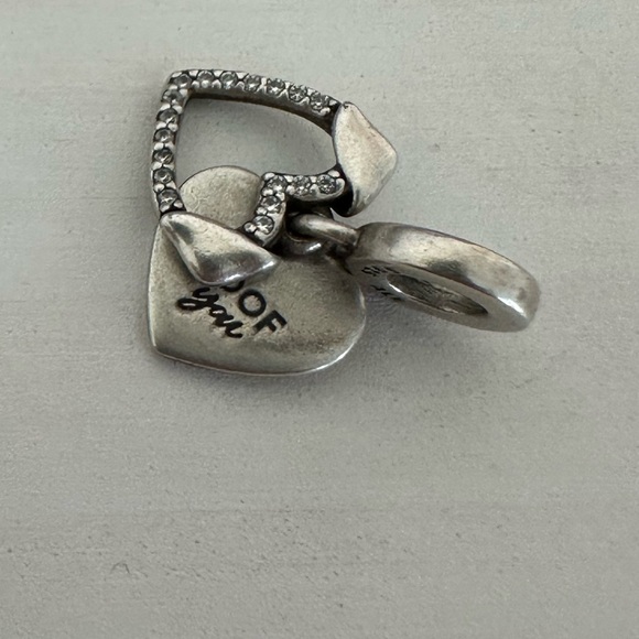 Pandora Heart & Dog Double Dangle Charm "I Woof you" CZ charm - Picture 4 of 5